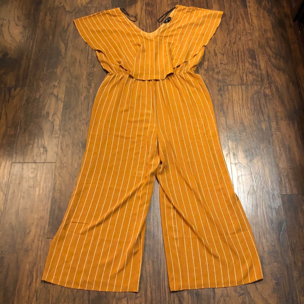 Forever 21+ Mustard Yellow Striped Romper Size 3X